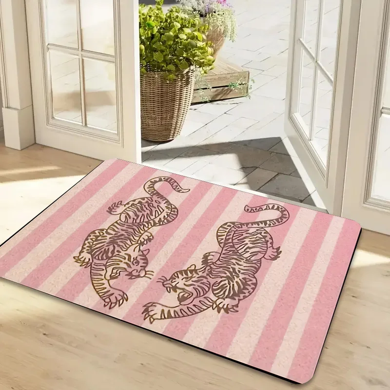 Lemon Flower Border Welcome Print Doormat Entry Decorative Rug Anti Slip Floor Mat For Summer Front Entry Decor Use