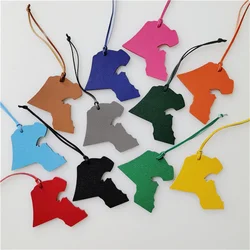 Wholesale Custom Made Fashion Genuine  Natural Real Leather Kuwait Map Keychain Pendant Women Bag Charms