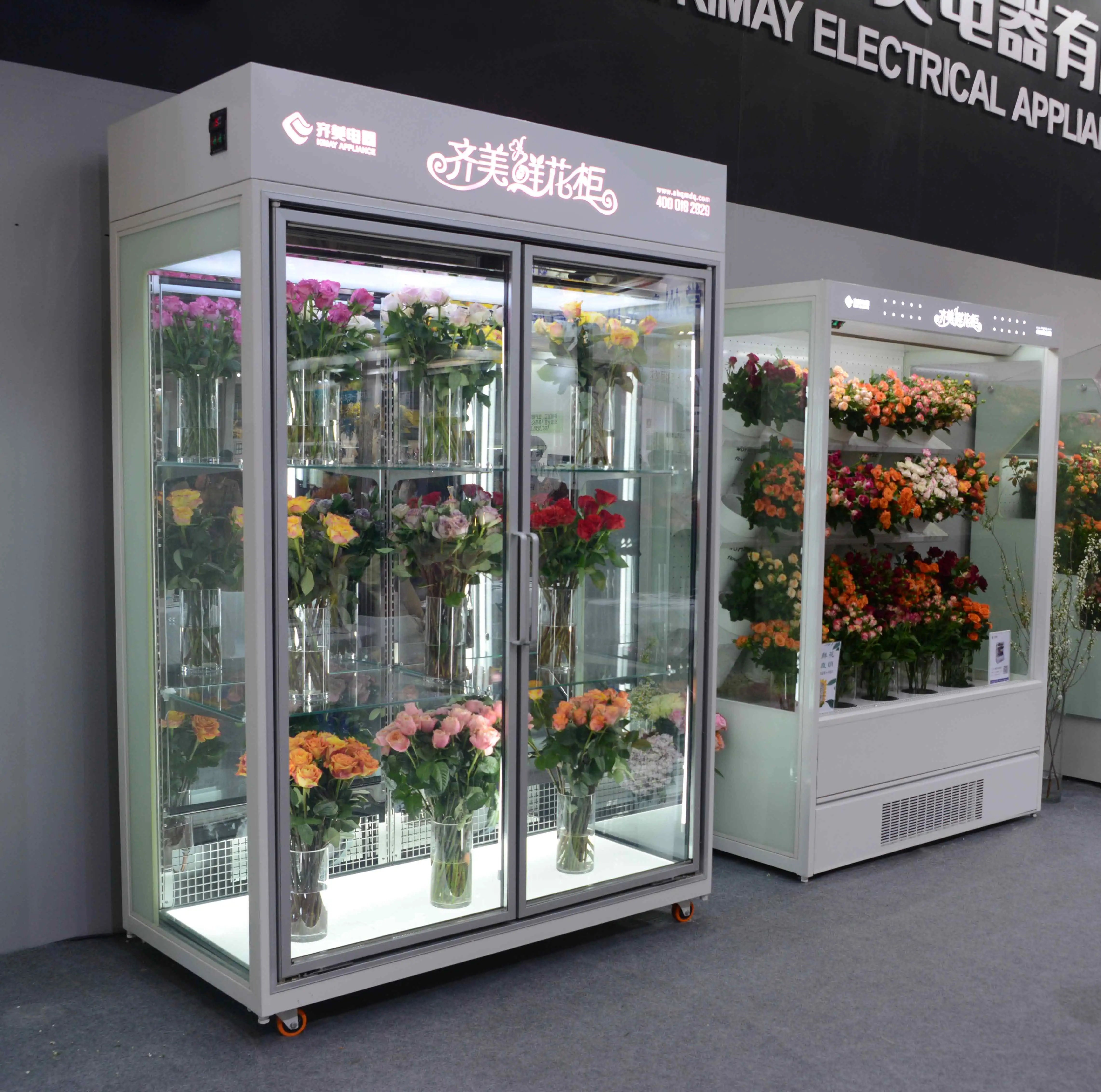 For Commercial Large-Capacity Flower Cabinet Freezer With Air-Cooled Frost-Free Glass Door Fresh-Keeping Feature