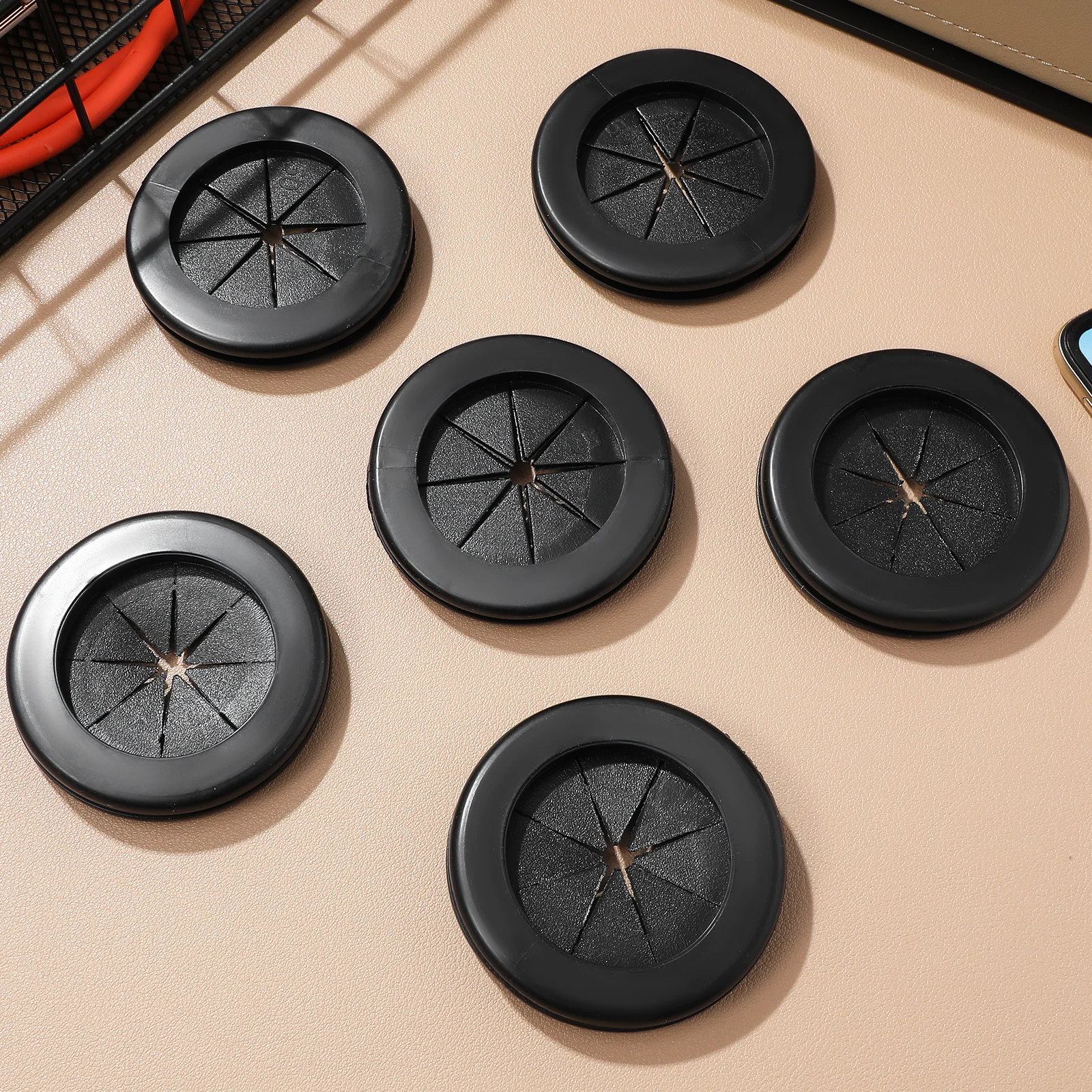 

6Pcs Wire Grommets Cable Hole Covers Dual Sided Design Resistant Easy to Use Desk Cord Management Wire Grommet