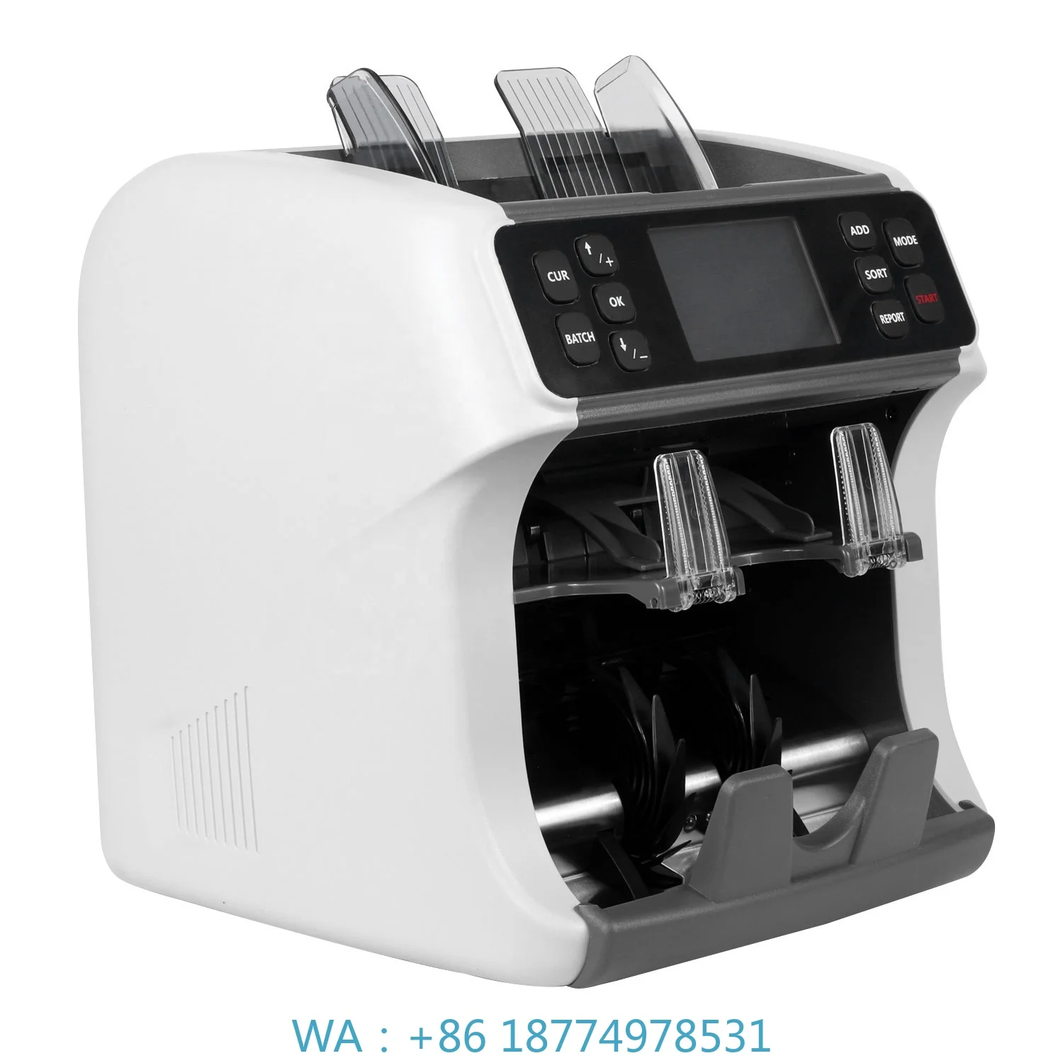 

Banknote Counter and Money Sorter 65*40*46cm(2pcs)Professional Two Pocket Multi Currencies Mix Value CIS Bill Counter