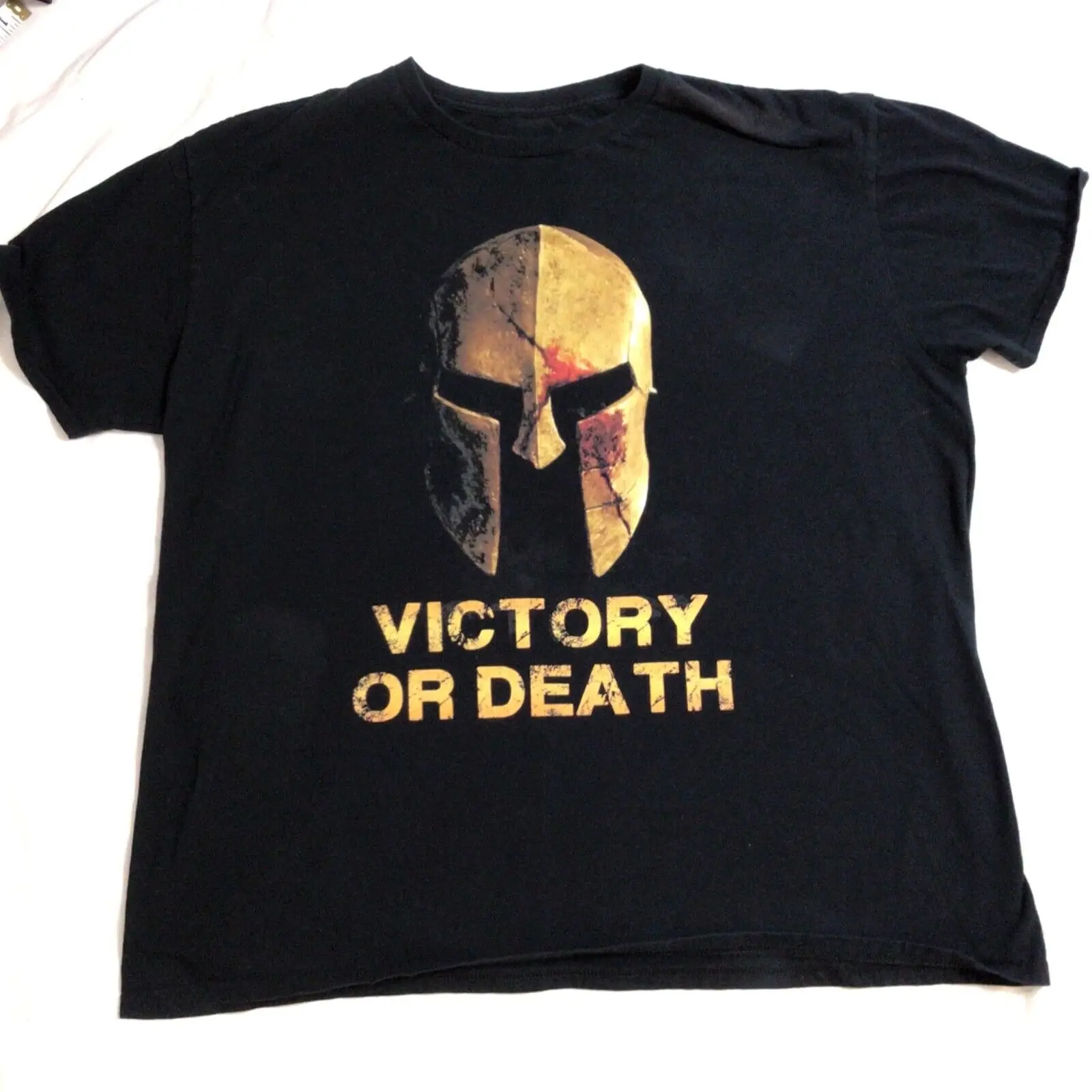 

Мужская футболка Victory or Death Спартанский воинский шлем, Повседневная хлопковая летняя футболка с коротким рукавом и круглым вырезом