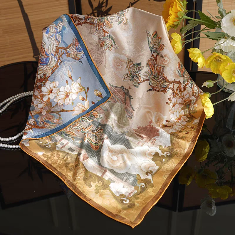 

Chinese style 100% silk embroidery scarf New Hanfu style comfortable soft luxury scarf high-end gifts