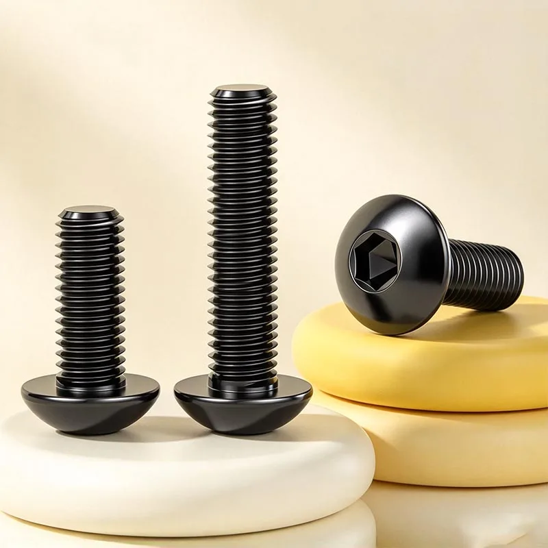 M2.5 Grade 10.9 Round Carbon Steel Black Screws Hex Socket Button Head Allen TV Bolt Mechanical Screw