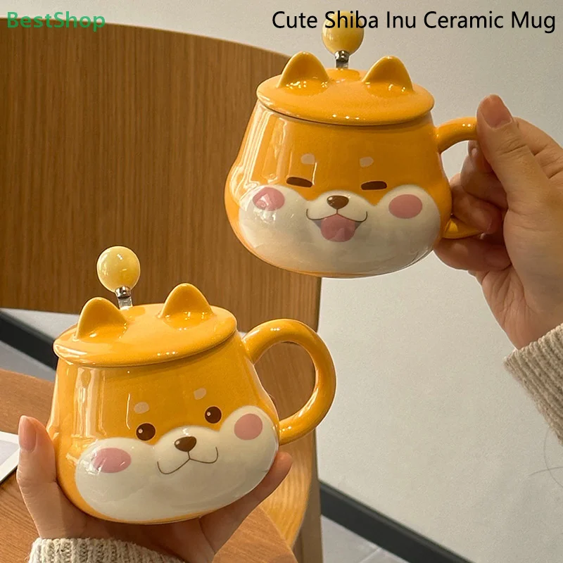 

Shiba Inu Ceramic Cup High Appearance Level Large Capacity Coffee Cup With Spoon Cute Girls Children's Office Home