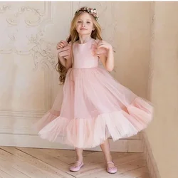 Puffy Princess Birthday Dress Kids Layers Flower Girl Dresses Hi-Low Princess Dress Cute First Communion Gowns