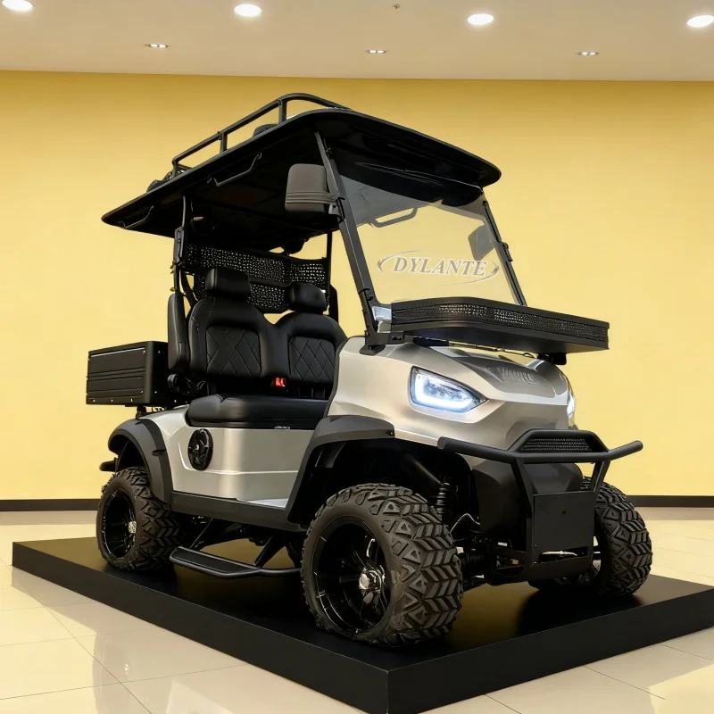 New Black Solar Panel Golf Cart 2 4 Passenger Street Legal Utility Electric Golf Club Car Powerful 5KW AC Motor Controller