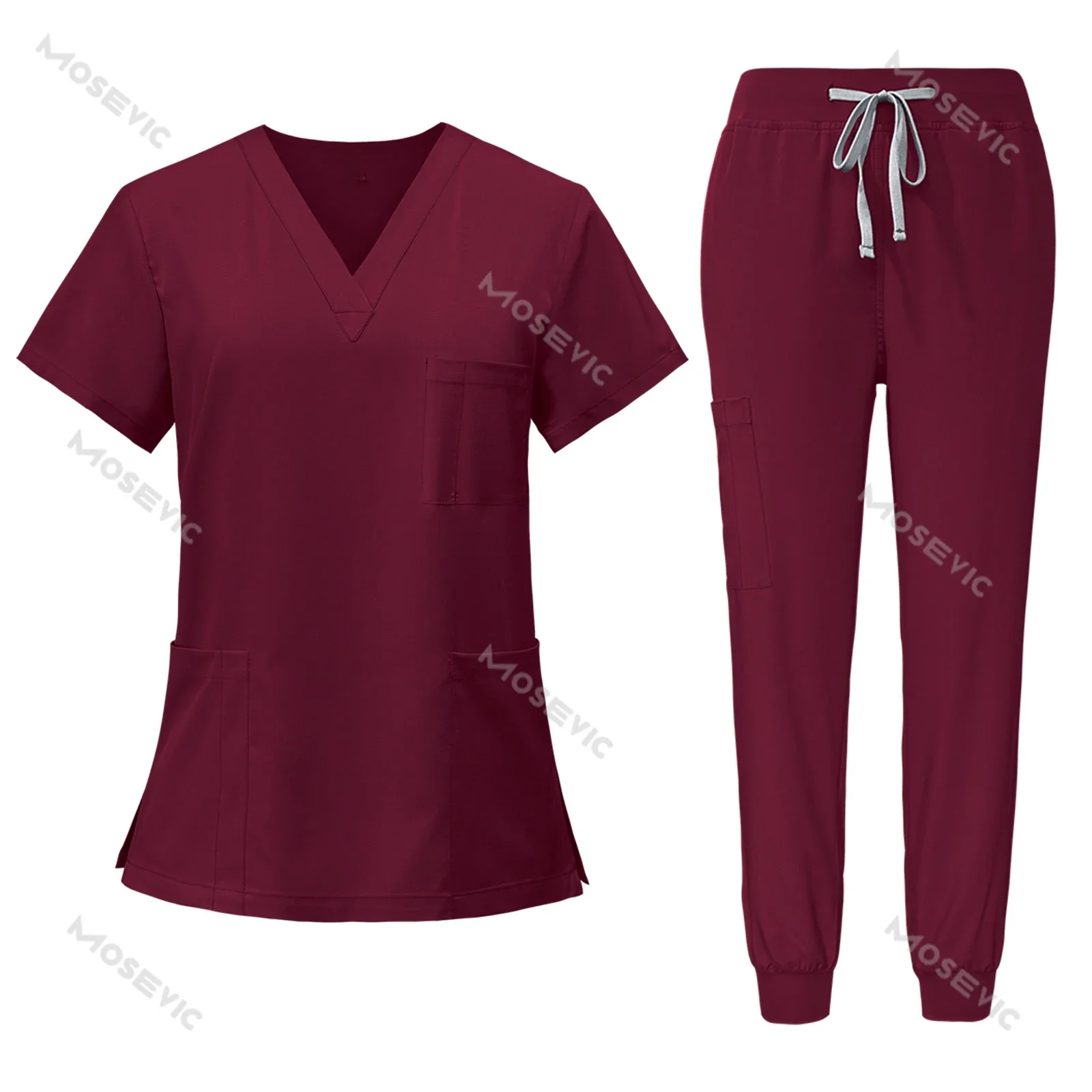 Scrubs Medical Uniforms Women Nurse Uniform Thin Breathable Medical Scrub Tops Elastic Scrubs Pants Doctor Workwear Spa Overalls