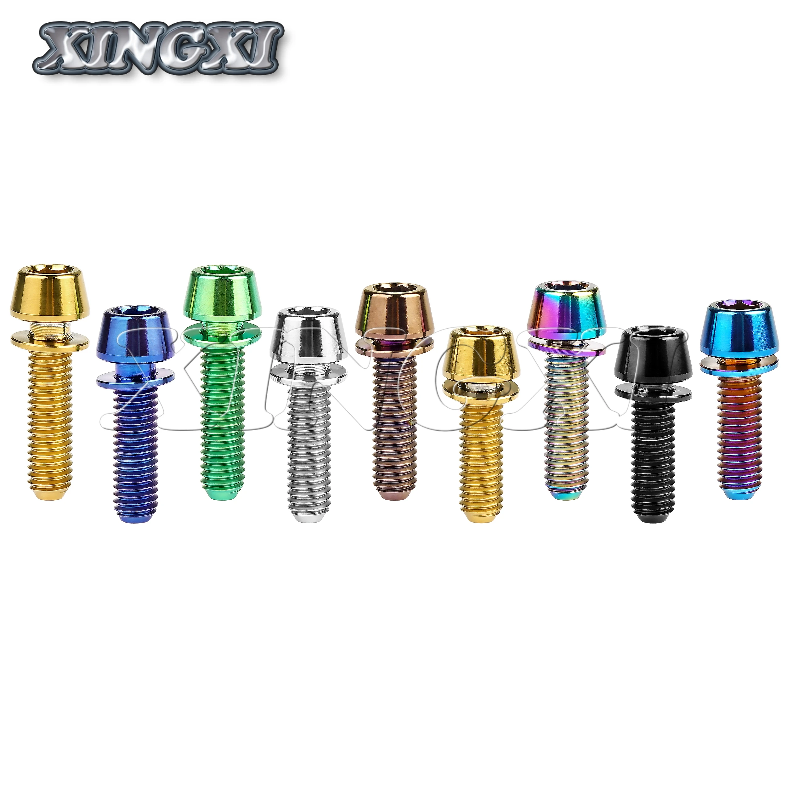 Xingxi Titanium Cone Head Bolts M5/M6X16 18 20 25mm Conical Head Srews With Washer Bicycle Srews For Bike Stems
