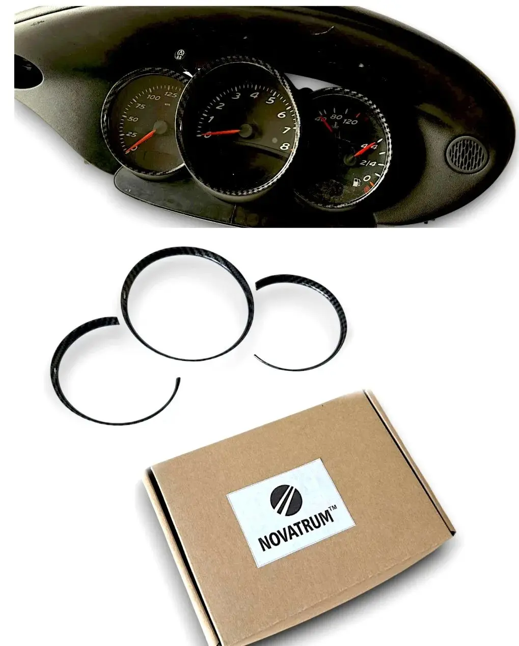 

Gloss Carbon Fiber Style Dashboard Dial Gauge Rings Bezel Trim FOR Porsche 986 Boxster