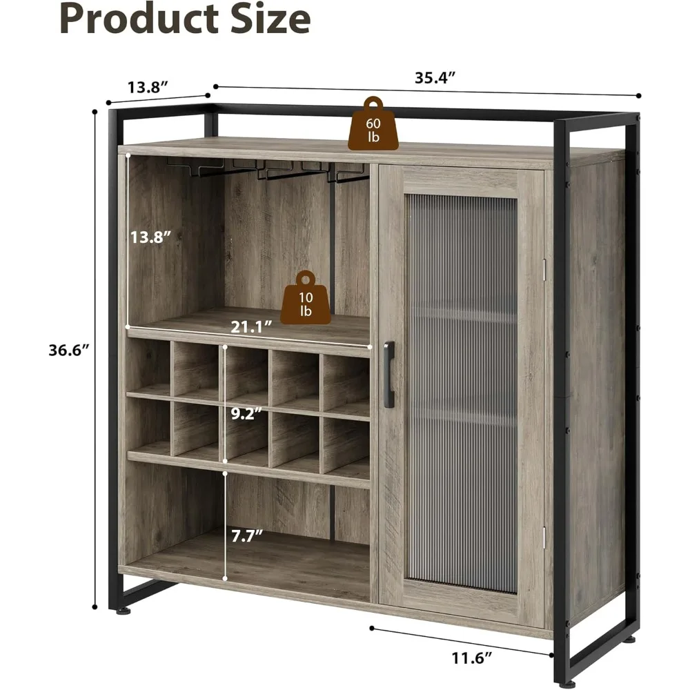 Mueble para bar de vinos con botellero desmontable, barra de café con soporte para vidrio, aparador para licores y mueble para buffet con acrílico