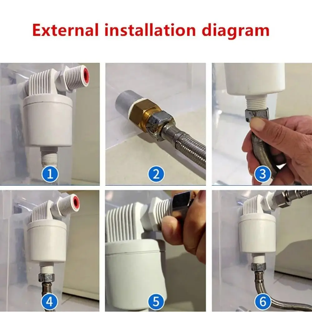 1Pcs 1/2 Inch Thread Water Level Control Valve 20mm PA6 Plastic Water Inlet Valve 0.1-10kg Pressure Range