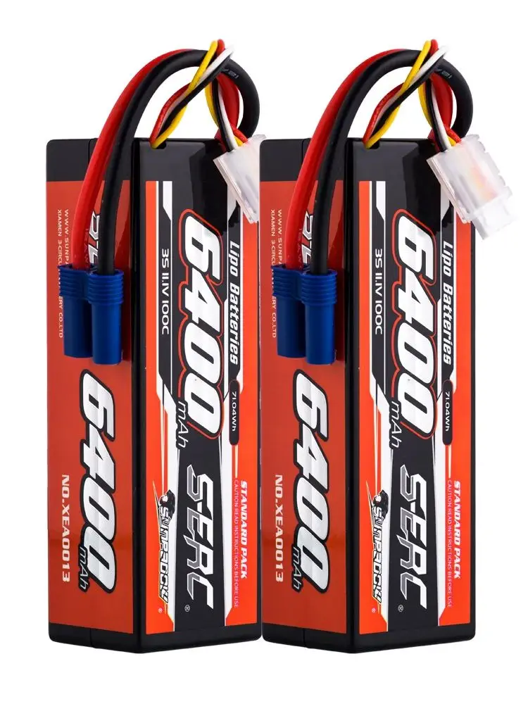 SUNPADOW 3S 4S 11,1 V 14,8 V Lipo-Akku 6400 mAh 100C Hartschalenkoffer wiederaufladbar mit EC5 für RC-Fahrzeuge, Auto, LKW, Tank, Buggy, SIGP