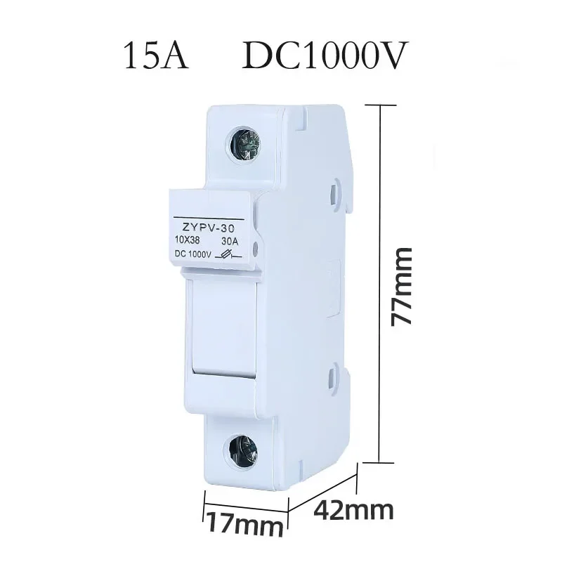 Solar Fuse Holder DC1000V PV 15A Solar Fuse 10X38mm DC Fuse for 0.8-6mm PV Cable