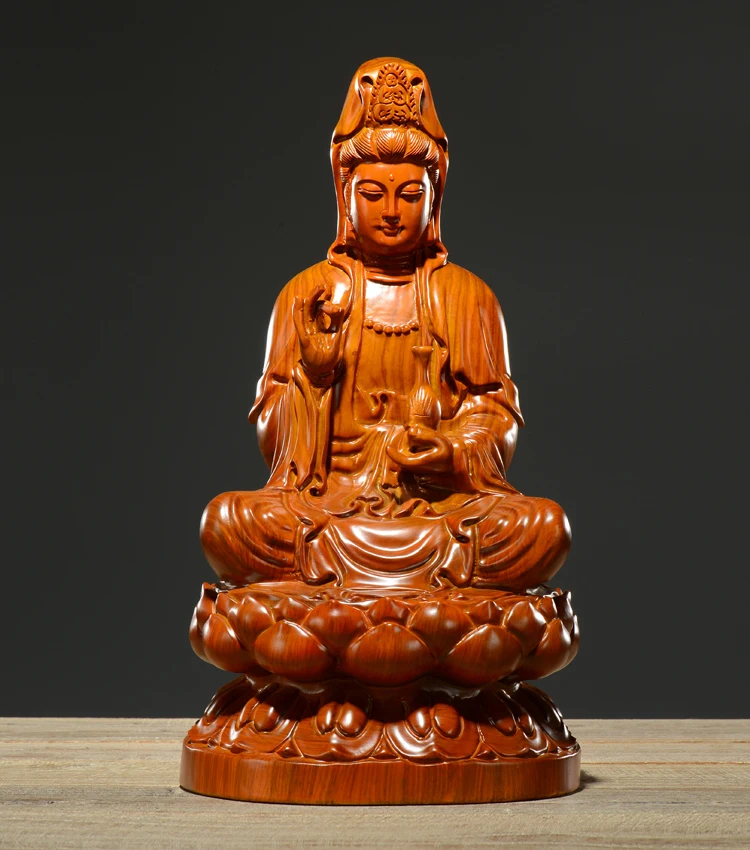 20CM TALL -Special Offer--HOME family # Handmade RED pear wood carving Guanyin PUSA GOOD Buddha statue