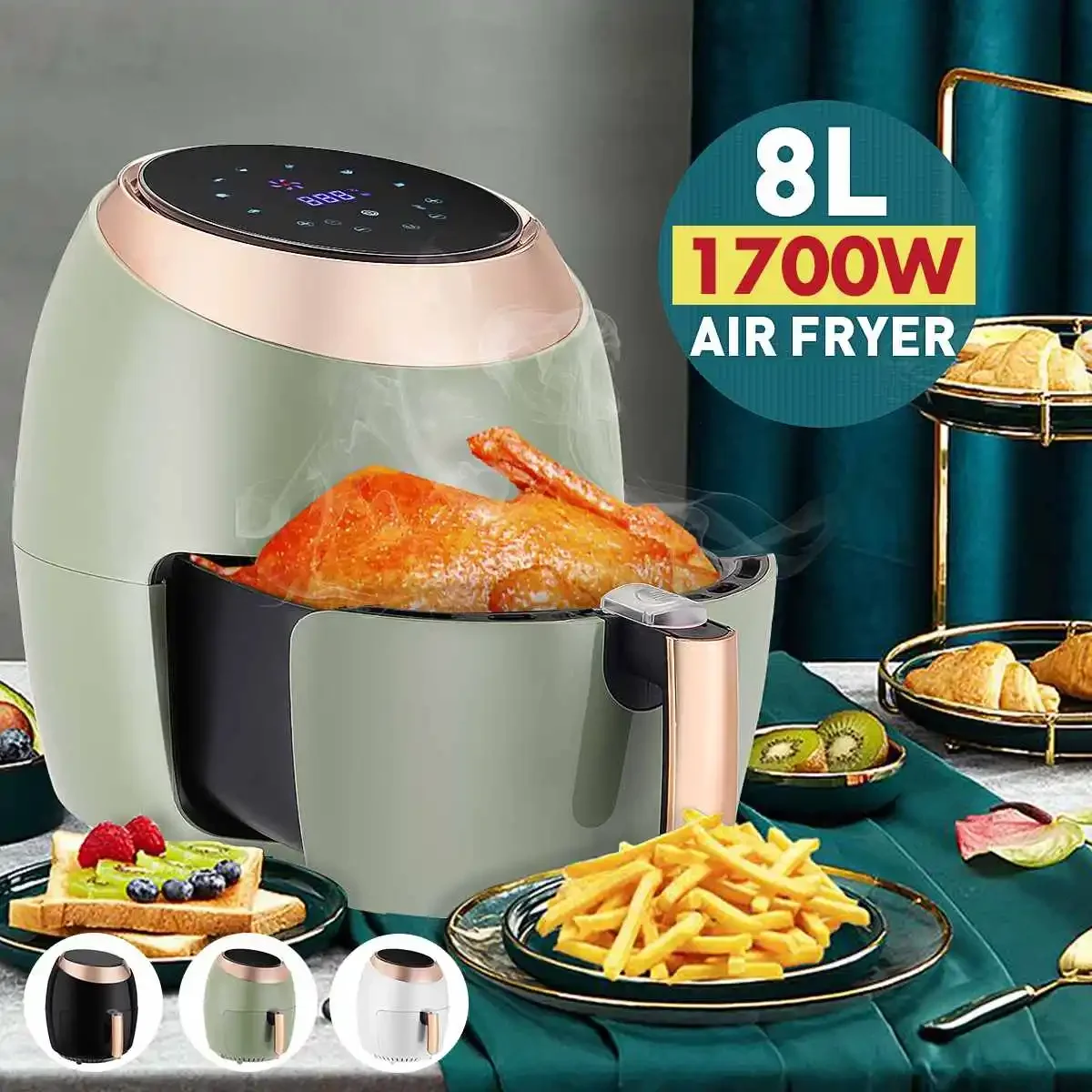 8L Intelligent Automatic Large Capacity Electric Digital DeepFryer APP Cooker Oven Multi-functional Oven NO Smoke Oil Free Fryer