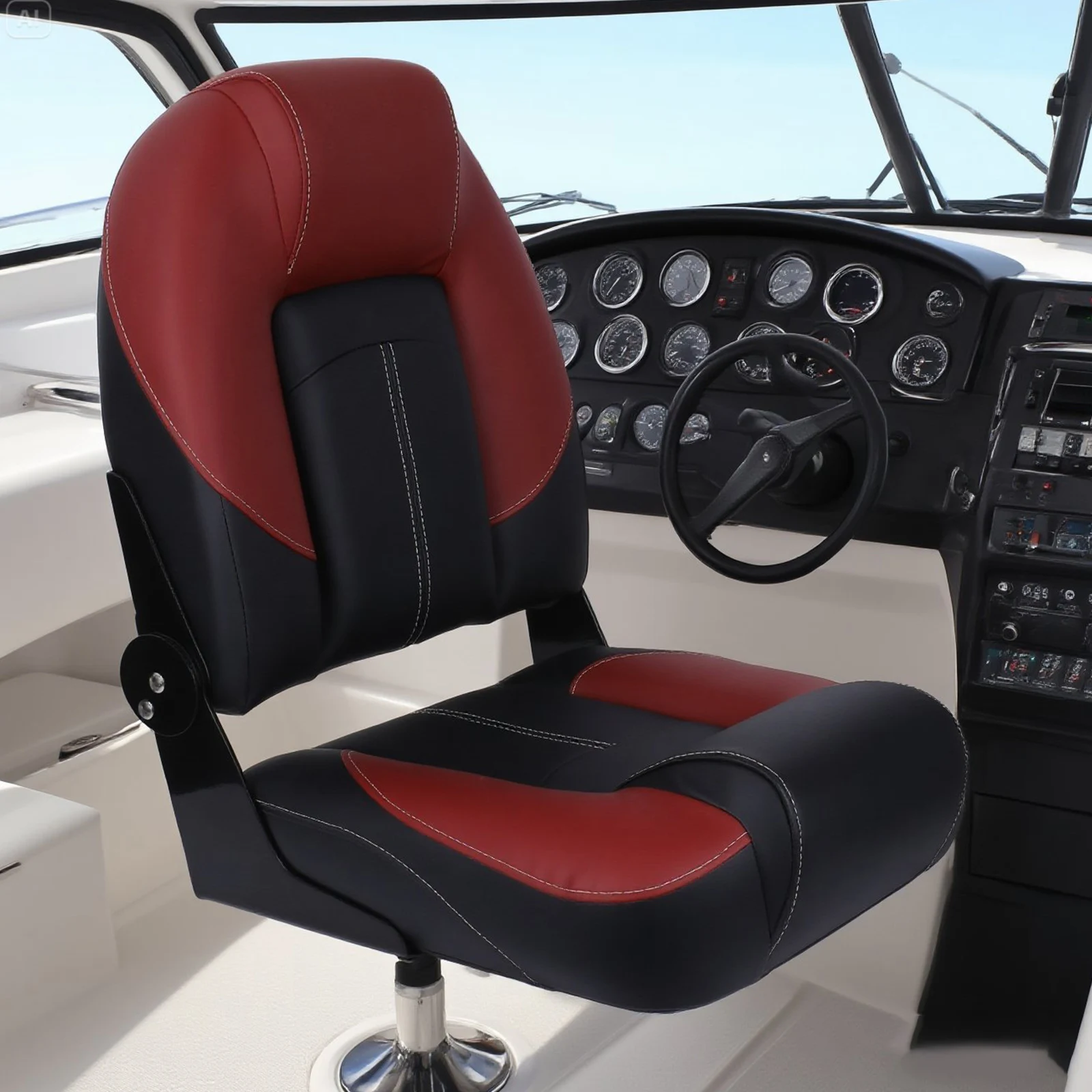 

Boat Accessories Marine Folding Chair, Speedboat, Red and black Boat seat, Outdoor Fishing, Outdoor Sailor, Swivel Folding Seat