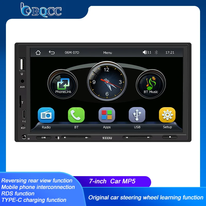 

BQCC 7 inch 2DIN car MP5 radio multimedia player supports CarPlay Android AUTO mobile phone interconnection reversing image