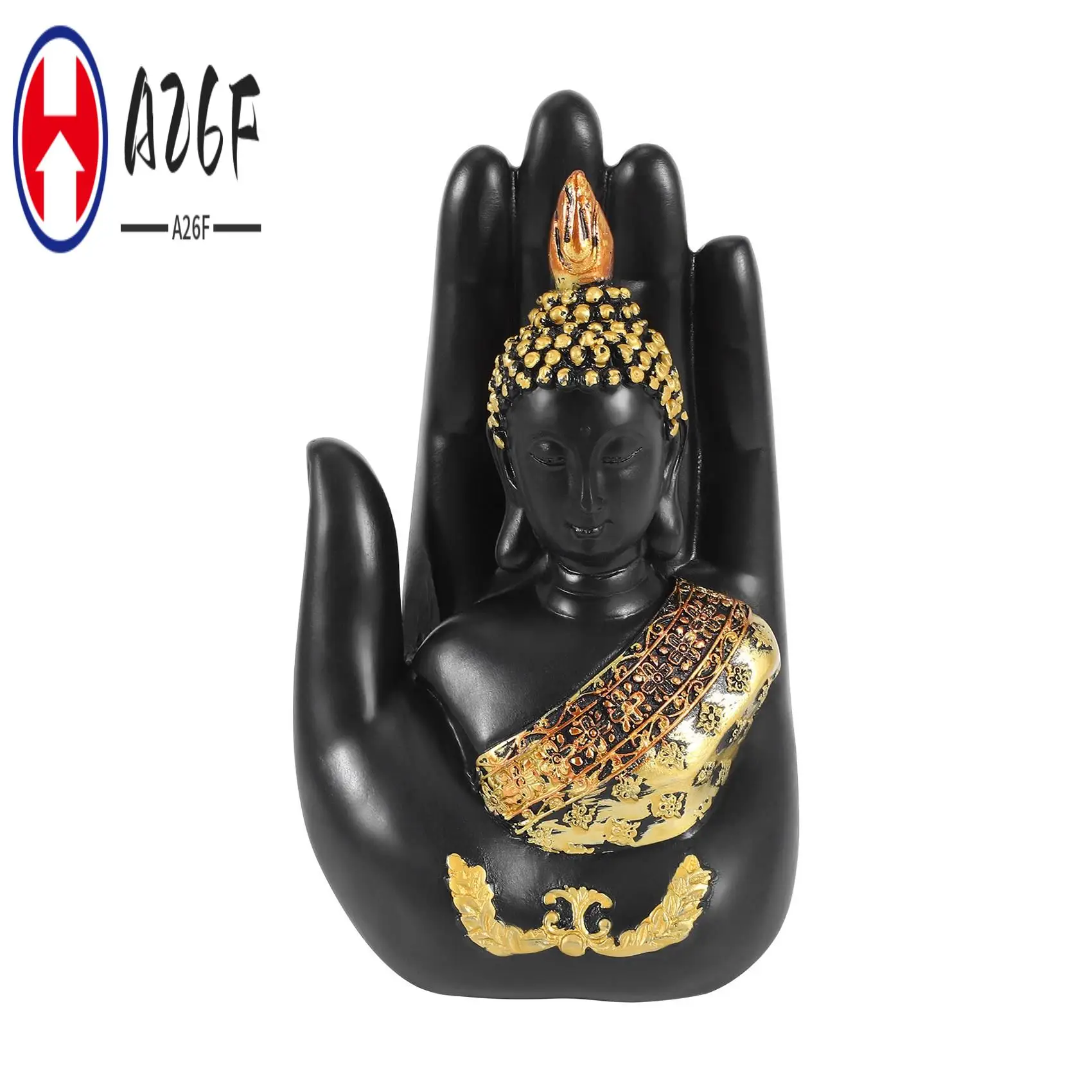 

A26F-тайская статуя Будды в ладони, скульптура Будды Зена-Внутренний/наружный декор для сада, патио, крыльца, двора, художественный декор