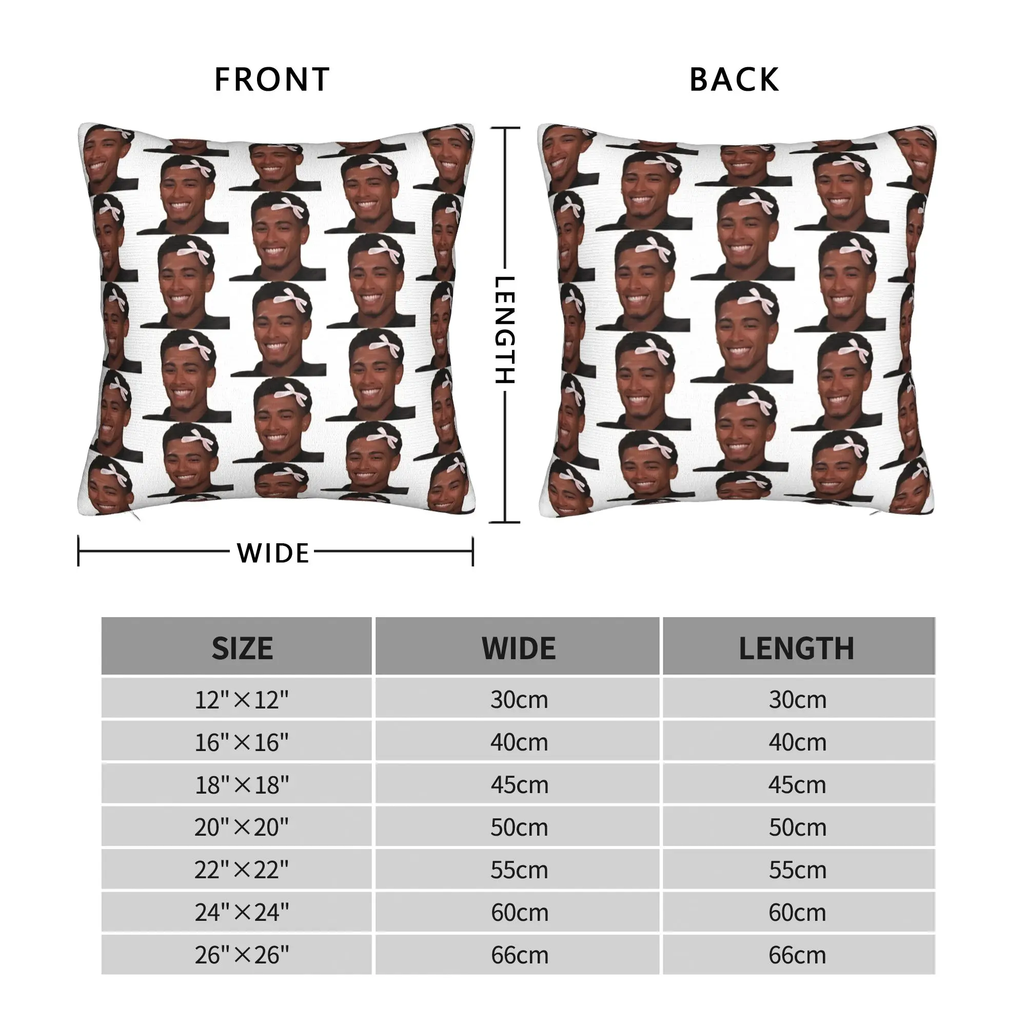 Pillow Cover Jude Bellingham Pink Bow Laugh Face  Kawaii Pillow Case For Sofa Car Home Decor Pillowcases