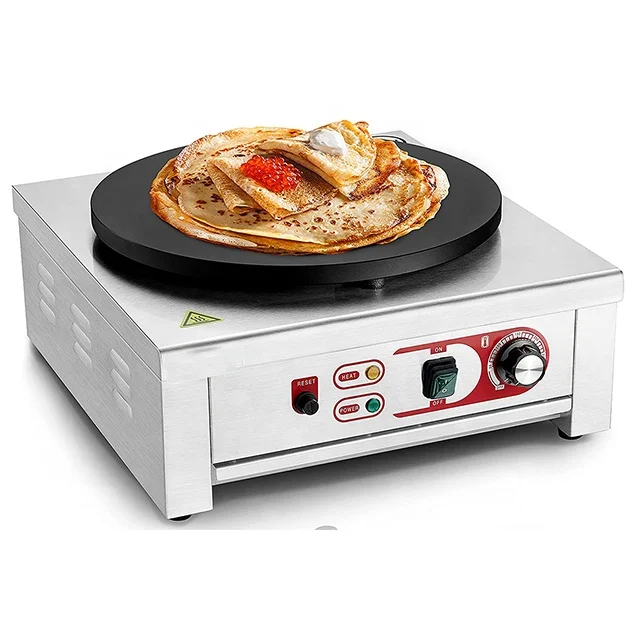 Kimcocina Gastro Crepes Maker with Diameter 400 mm Non-Stick Crepe Plate, 50-300 C Infinitely Adjustable Electric Crepe Maker