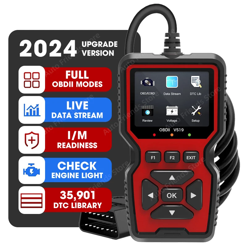 

OBD2 Scanner Live Data Professional Mechanic OBDII Diagnostic Tool Car Code Reader For Check Engine Light Battery Voltage Test