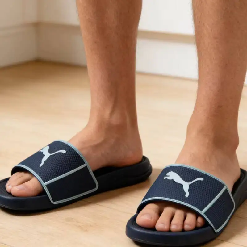 

Новые шлепанцы Puma Slide 2026 с цветными блоками и логотипом кошки, нескользящие, повседневные, цвета: темно-синий, синий «Тропическое озеро» 384262-10