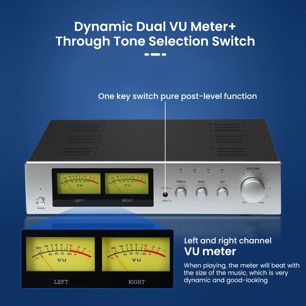 AIYIMA HiFi Power Amplifier 2.0 Channel IRF240 IRF9240 FET Amplifier Dual Level Meter 200W×2 High And Low Pitch Adjustable