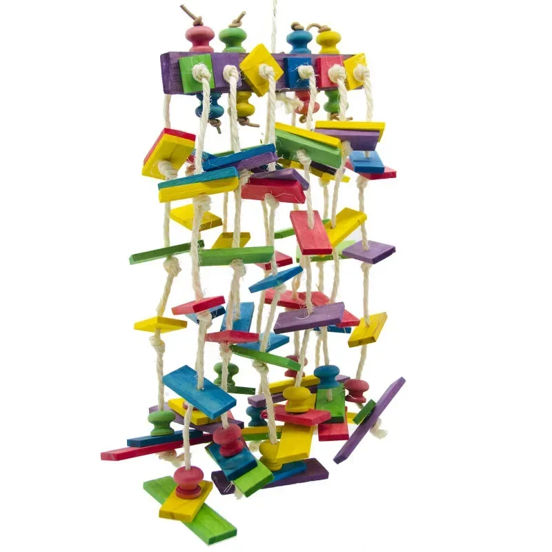 A 1PCS Large Parrot Destroys Toy Sword Hemp Rope Mushroom Color Wood Chip Nibble String Stand Bird
