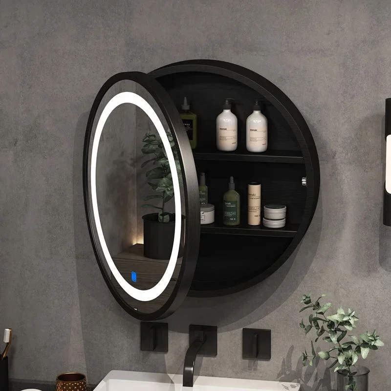 Smart Oval Bathroom LED Dressing Mirror Bathroom Cosmetic shampoo storage cabinet mirrors Mounted Makeup Cabinet Storage Mirror