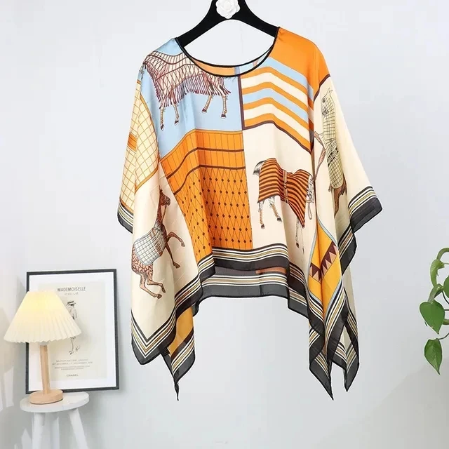 Poncho Mantel Dunne Sjaal Vrouwen Gesimuleerde Zijden Pullover Veelzijdige Sjaals Zonwerende Kleding Zomer Strandkleding