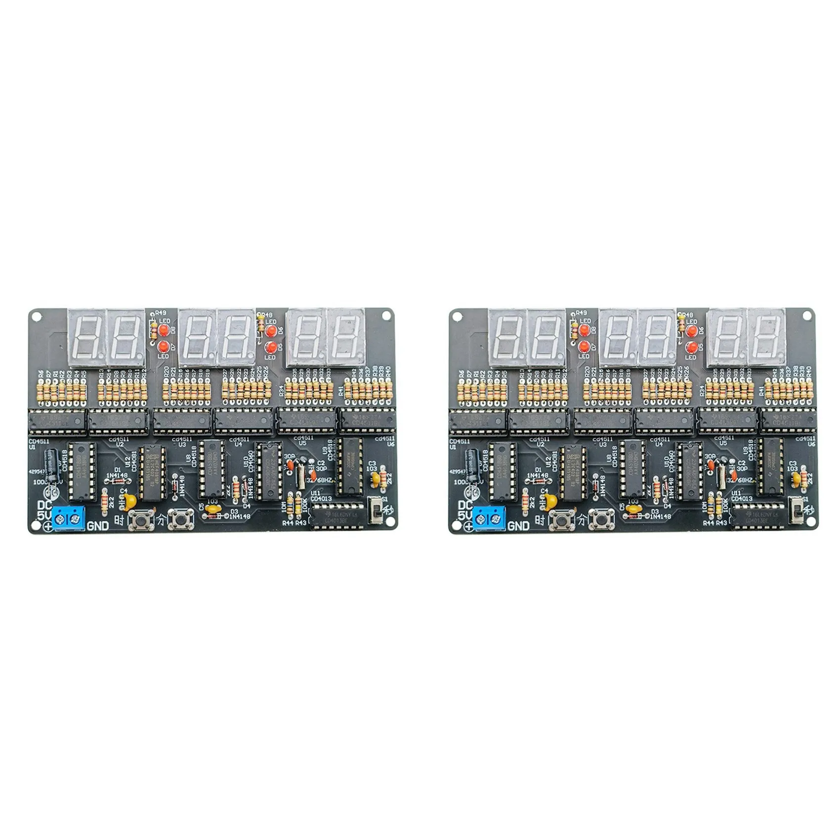 2x Dc 4.5V-5.5V 6-Bit Digitale Circuit Klok Kit Elektronische Klok Onderwijs En Training Lasproductie Diy Onderdelen