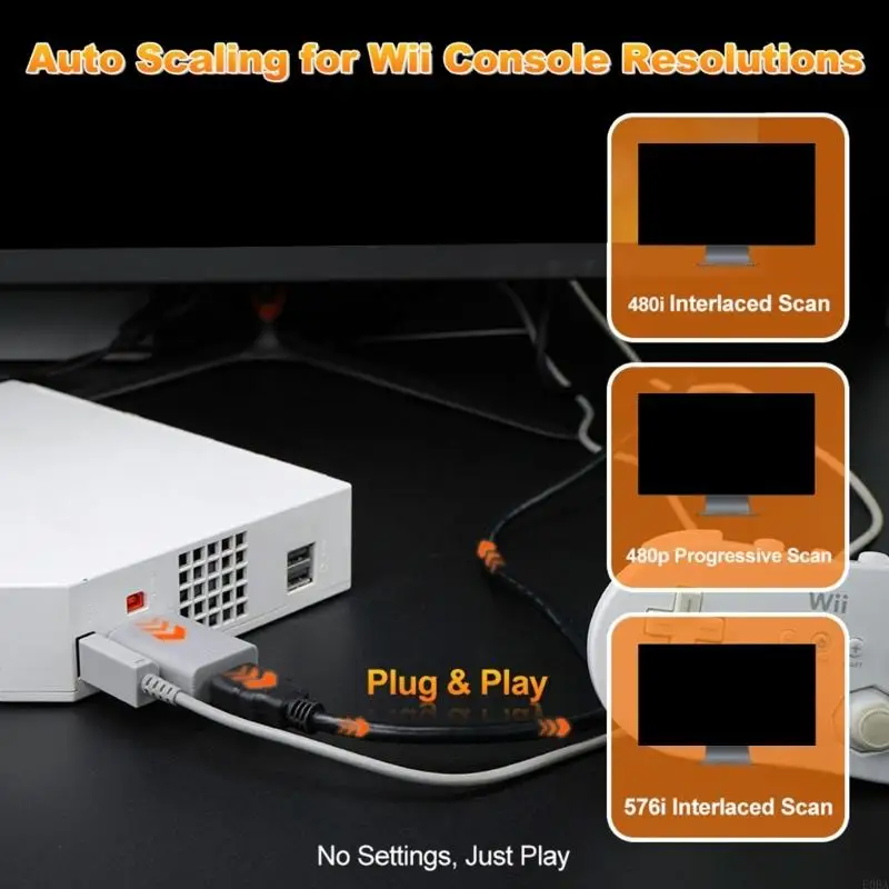 Game Adapter for Wii Console to Converter Adapter with Light 480i/480p/576i Output for PC HDTV