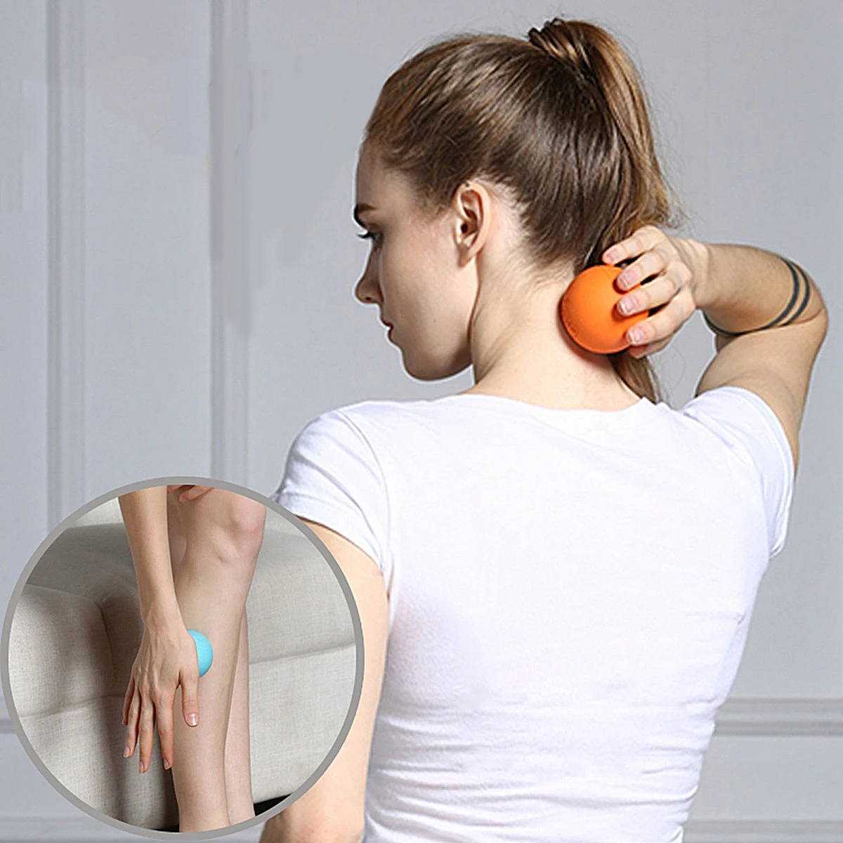 

1pc Yoga Massage Ball Deep Muscle Relief Portable Therapy Ball For Office Staff Athletes Body Relaxation Blue With Bag