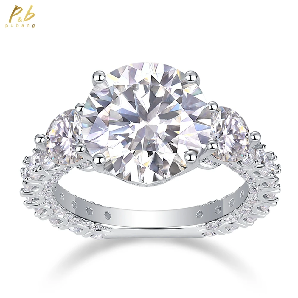 

PuBang Fine Jewelry Стерлинговое Серебро 925 пробы 3EX VVS1 D Цвет Круглой огранки 5 карат Настоящее обручальное кольцо с муассанитом и бриллиантами для женщин