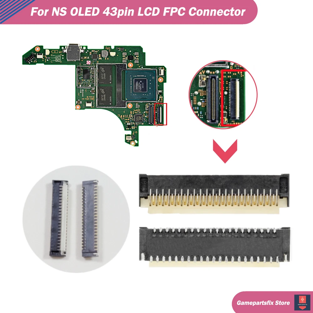 

5/10/20pcs Display FPC Connector Socket for Switch OLED LCD Screen Socket Connector Row Plug LCD Interface Port ZIF 43pin