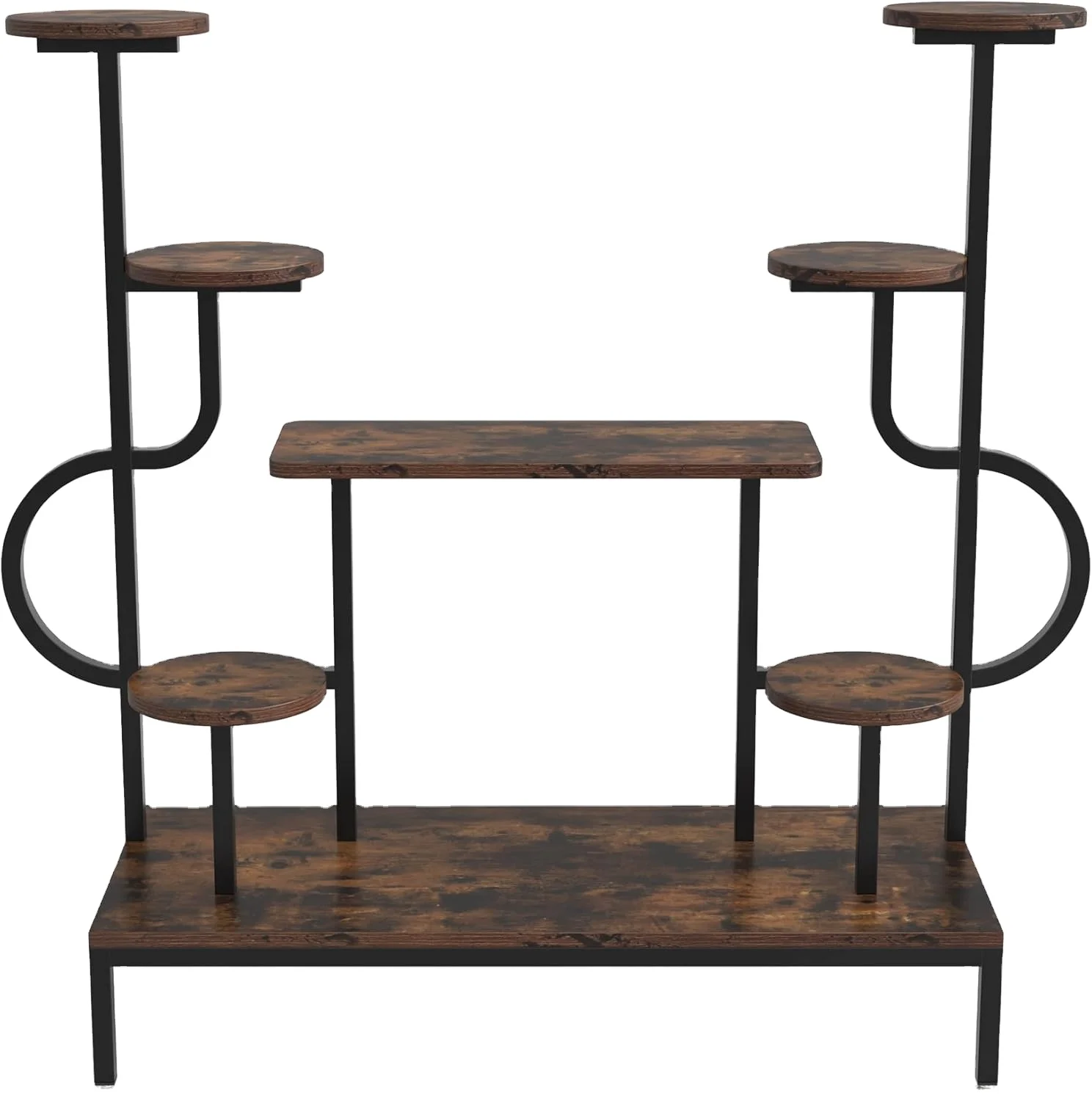 

8-Tier Metal Plant Display with Wood Boards, Indoor/Outdoor Flower Rack for Multiple Plants (Rustic Brown & Black)promote sales