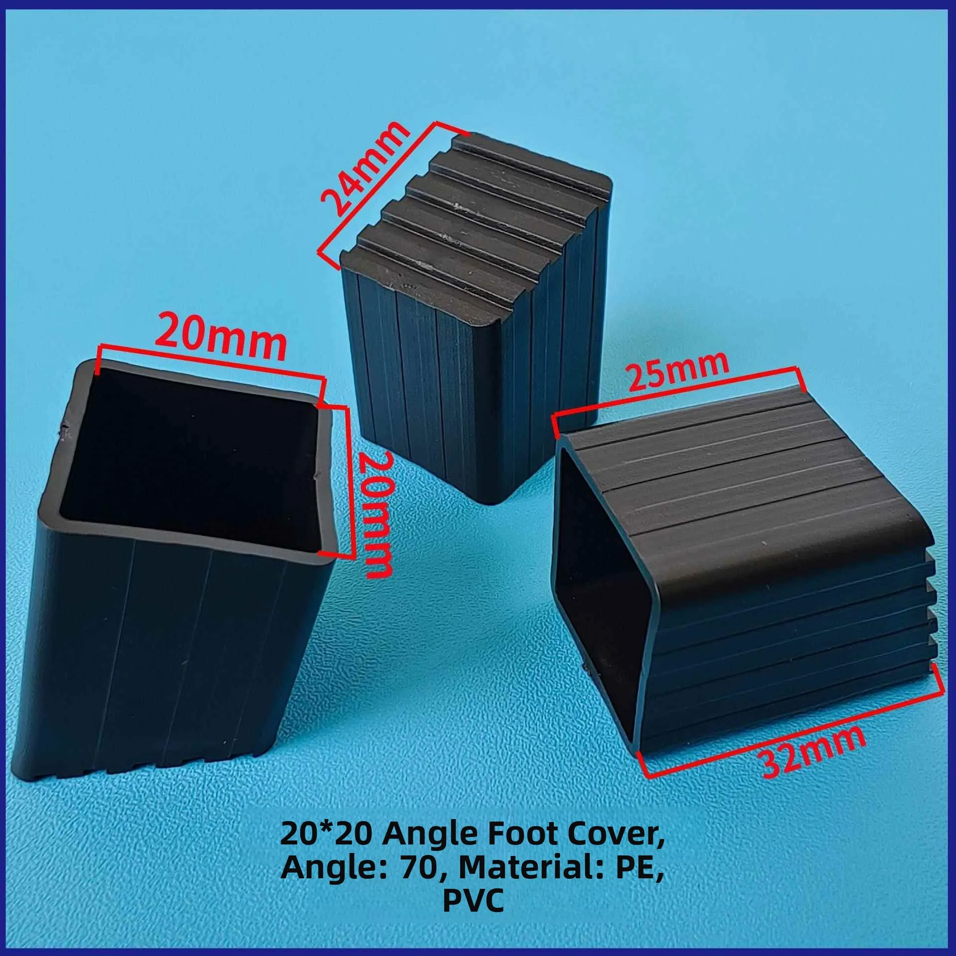 Plastic Table Chair Diagonal Tube Foot Pad Rubber Cover Square Bottom Tube Chair Leg Protector Home Furniture Foot Cover