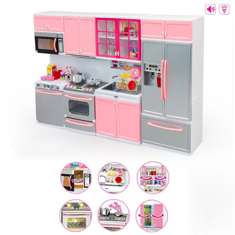Children's Kitchen Toy Set Simulation Mini Kitchenware Refrigerator Model Girls Play House Toy Gift Box