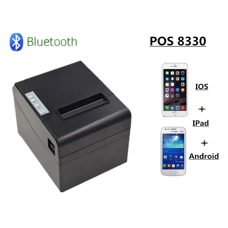 ZJ-8330 Supermarket Retail Catering Kitchen Cashier USB Bluetooth 80mm Thermal Receipt Printer With Auto Cutter 260mm/s