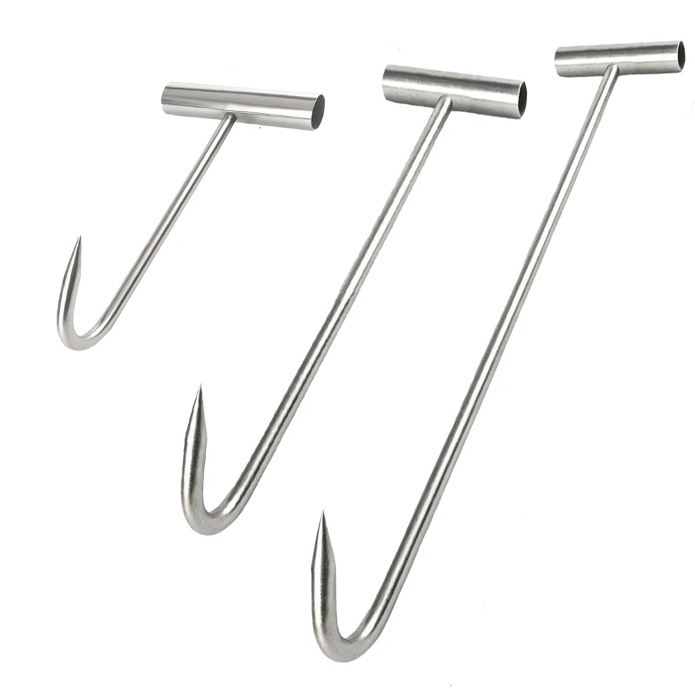 1PCS 100-400mm Kitchen Sausage-Bacon Meat Processing T Hooks Heavy Duty T Hook Galvanized Hanging Hook Restaurant BBQ Tool