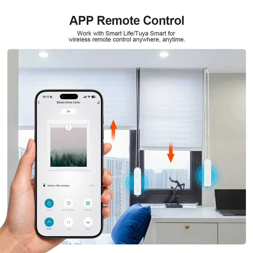 Manhot WIFI Smart Roller Shade Driver Built in Battery with Gateway Curtain Motor Works with Tuya App Alexa Google Home Voice