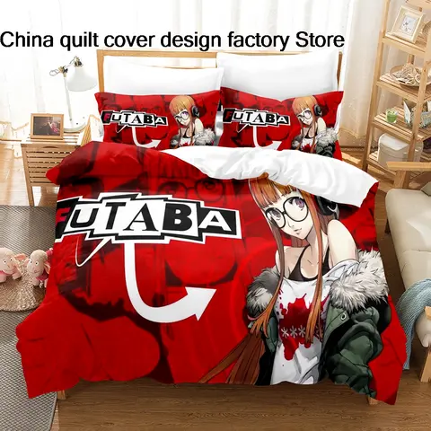 3D Printed Persona 5 Futaba Bedding Set Duvet Cover Pillowcase For Adult Kids Bedroom Decor Twin Full Queen King Size Bed Linen