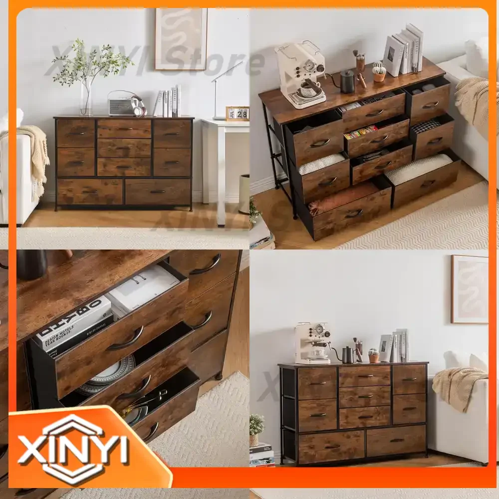 Multilayer Retro Fabric Storage Cabinet for Home Bedroom Dressing Table Snacks Toys Organization Easy Assembly for All