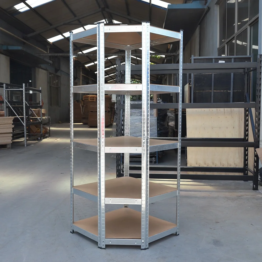 

Heavy Light Duty 5 Tier Garage Storage Metal Unit Shelves Racking Corner Shelving