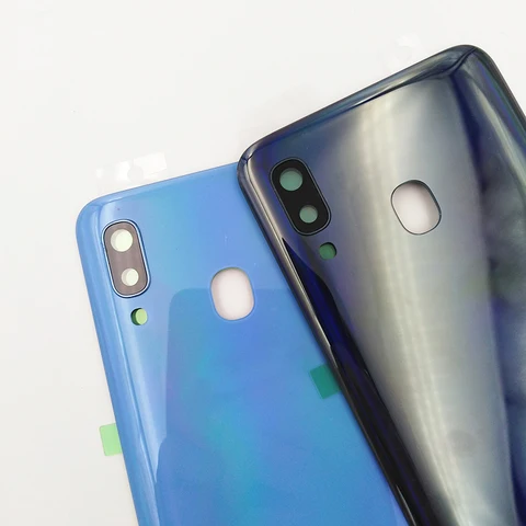 Задняя крышка батарейного отсека для Samsung A40, задняя панель, Корпус Корпуса, запасные части для Galaxy A405 SM-A405F с объективом камеры + логотипом