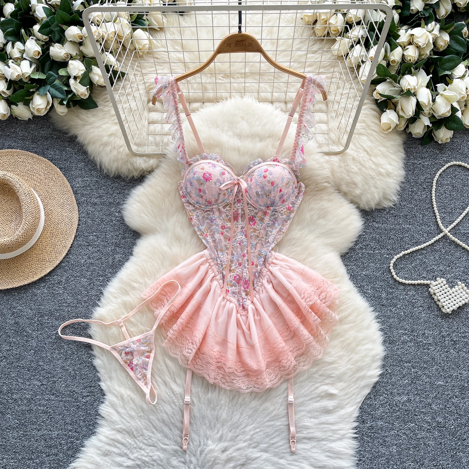 Chic Sexy arête de poisson épaules dénudées dentelle froncé fée a-ligne été femmes Boho robe d'été femmes vêtements mini robe