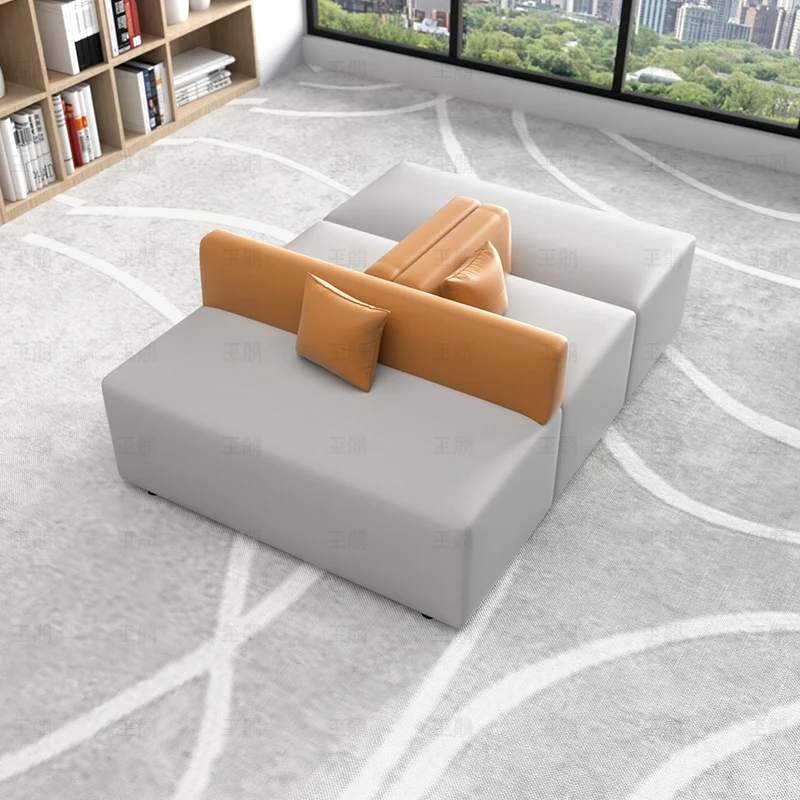 ركن الاستقبال الترفيهي بسيط وحديث مكتب المبيعات مؤسسة التدريب مكتب الاستقبال اللوبي منطقة الراحة مزيج أريكة الإبداعية #3