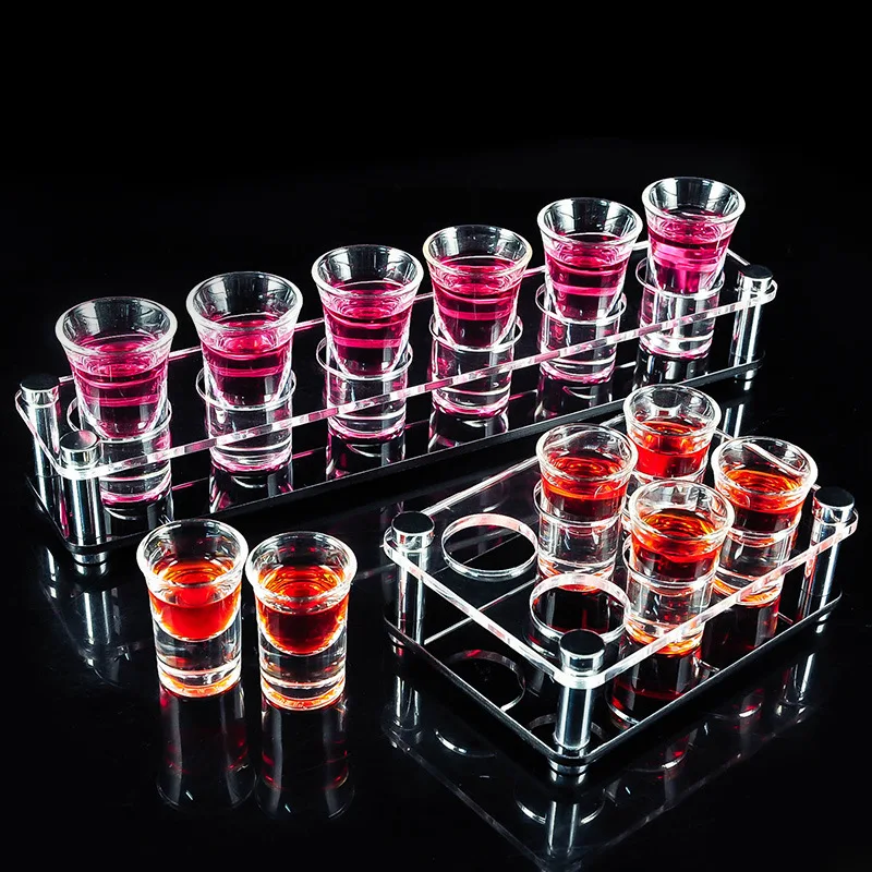 

Acrylic Shot Glass Holder Shooter Glasses, Assembled Acrylic Serving Tray for Restaurant, Bar Family Tasting Glass Whiskey Soju