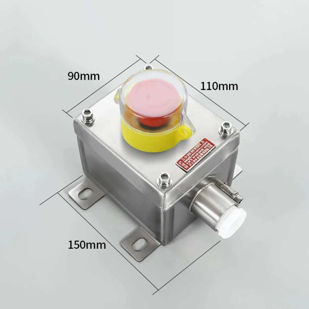 304 Stainless Steel Explosion-Proof Emergency Stop Push Button Switch Box IP65 Wall Mounted with Protective Cover